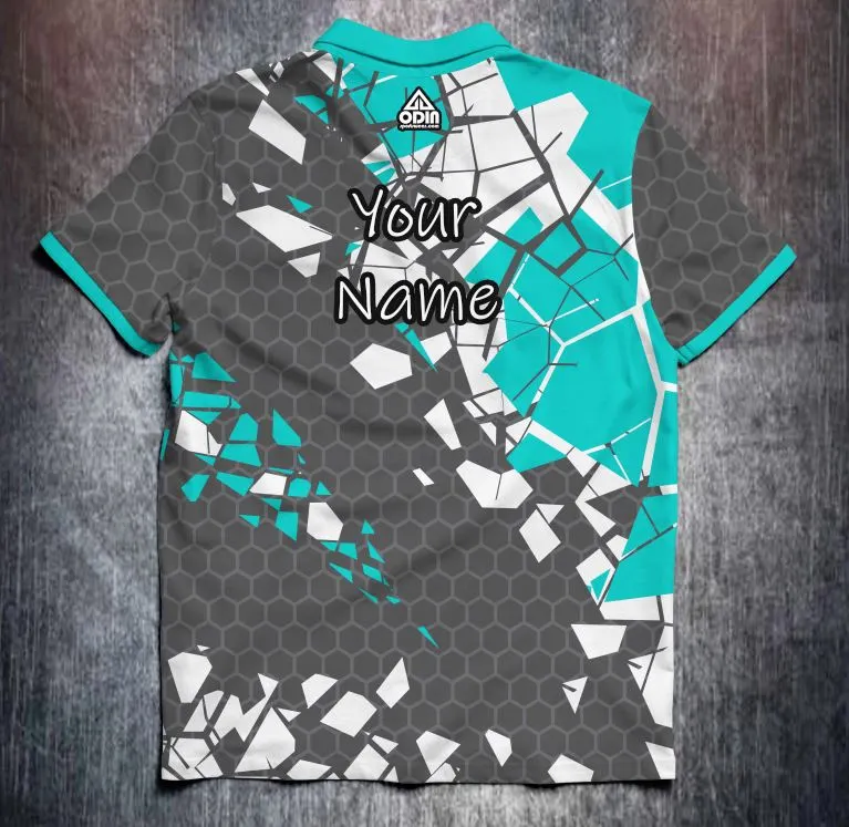 Broken Pieces Hexagon Aqua Grey - Image 2